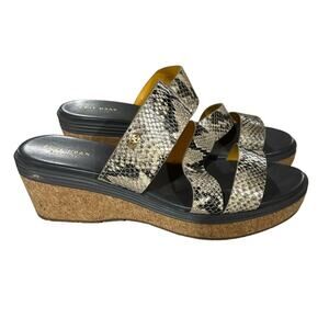 Cole Haan Allesa Grand‎ Platform Wedge Slide Sandals in Roccia Snake Size 11